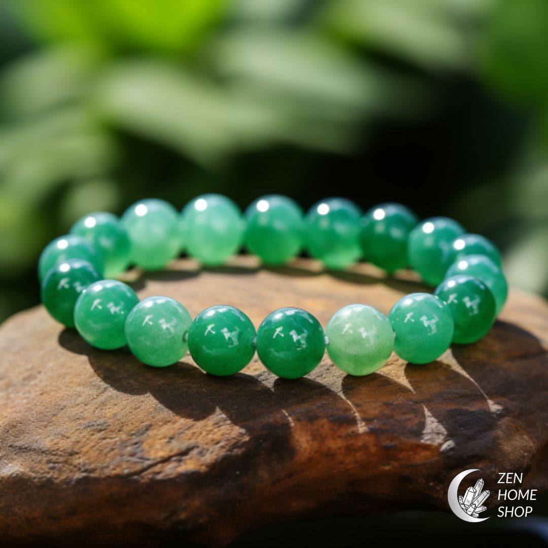 Avventurina Verde - Bracciale elastico con pietre naturali da 8 mm - Zen Home (17183233)