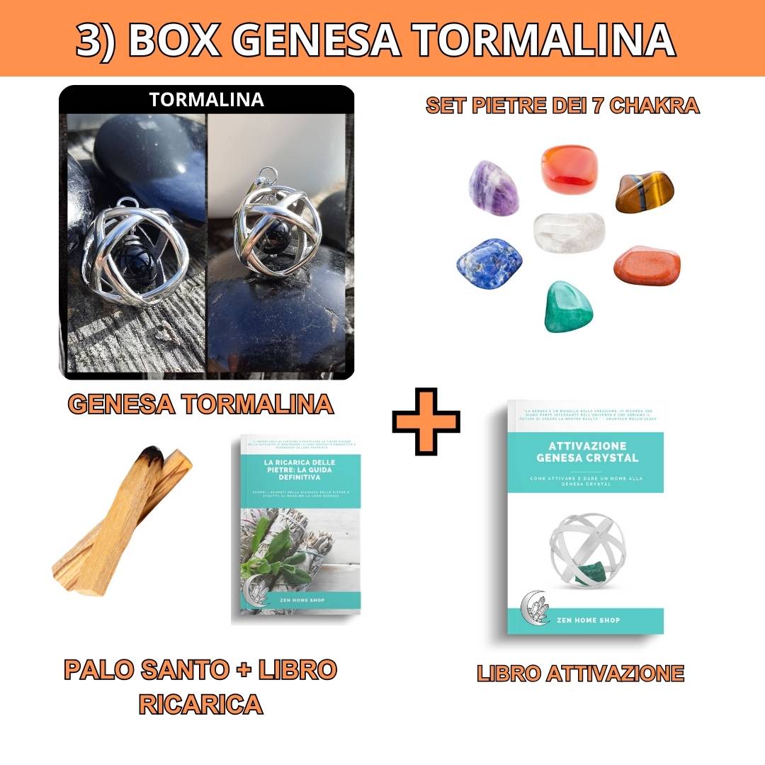 Box risparmio collana con ciondolo genesa Tormalina e pietre dei 7 chakra - Zen Home