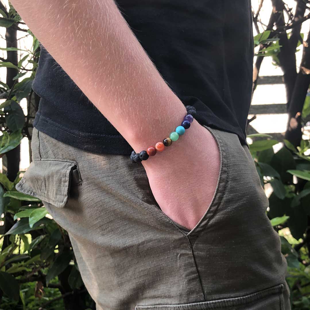 Bracciale Mantra con gemme uniche Bracciale Chakra con perline da 8 mm Occhio di tigre Bracciale di protezione in argento sterling 925 - Italia Bracciale Mantra con gemme uniche Bracciale Chakra con perline da 8 mm Occhio di tigre Bracciale di protezione in argento sterling 925 - Italia