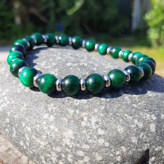 Bracciale elastico Saturno con pietra naturale Occhio Di Tigre Verde - Zen Home (17183352)