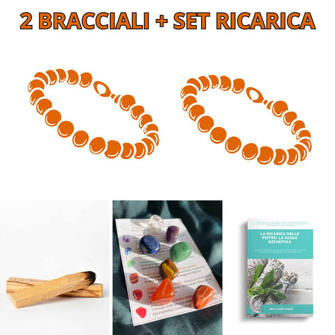 Bracciale in pietra naturale con cornetto rosso portafortuna - Zen Home