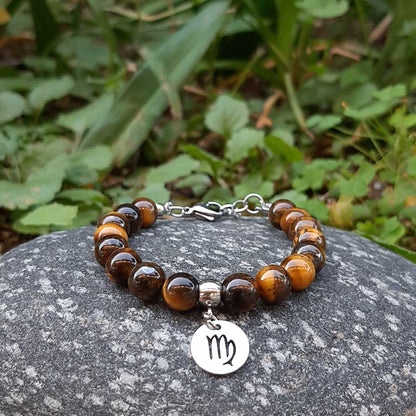 Bracciale Regolabile in acciaio inossidabile con pietra naturale Occhio Di Tigre / Vergine Zen Home