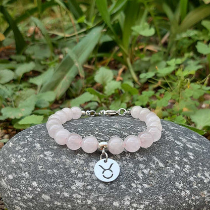 Bracciale Regolabile in acciaio inossidabile con pietra naturale Quarzo Rosa / Toro Zen Home