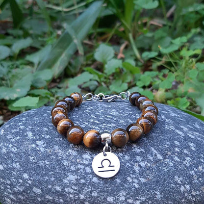 Bracciale Regolabile in acciaio inossidabile con pietra naturale Occhio Di Tigre / Bilancia Zen Home