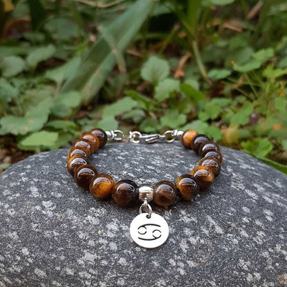 Bracciale Regolabile in acciaio inossidabile con pietra naturale Occhio Di Tigre / Cancro Zen Home