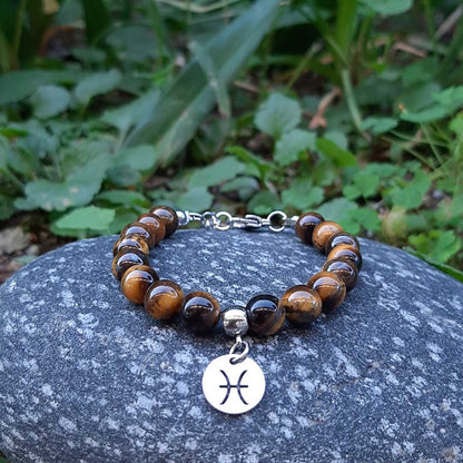 Bracciale Regolabile in acciaio inossidabile con pietra naturale Occhio Di Tigre / Pesci Zen Home