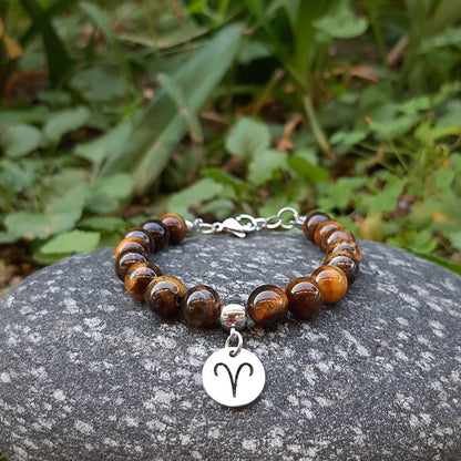 Bracciale Regolabile in acciaio inossidabile con pietra naturale Occhio Di Tigre / Ariete Zen Home