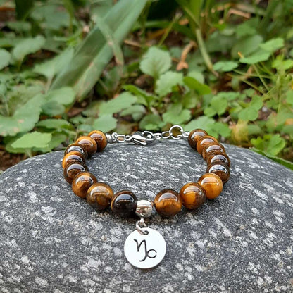 Bracciale Regolabile in acciaio inossidabile con pietra naturale Occhio Di Tigre / Capricorno Zen Home