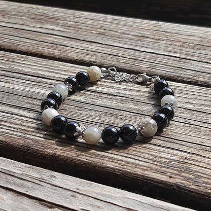 Bracciale Labradorite e Onice Nera