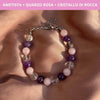 Bracciale regolabile in acciaio inossidabile Quarzo Rosa - Ametista - Cristallo di Rocca - Zen Home