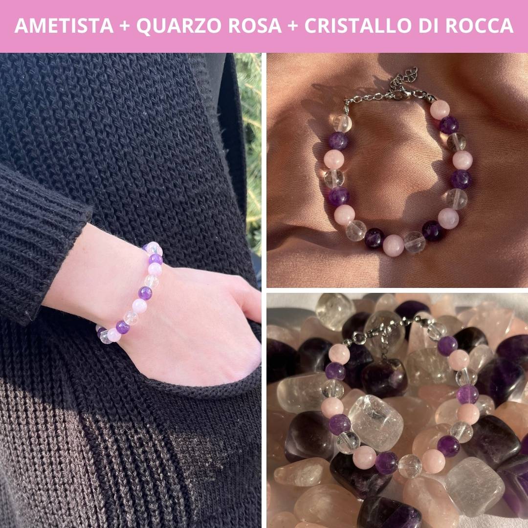 Set Di 2 Bracciali In Quarzo Ametista Con Ciondolo Farfalla, Fatti A Mano, Elastici, Per Uomo E Donna, Con Sacchetto Di Velluto - 2