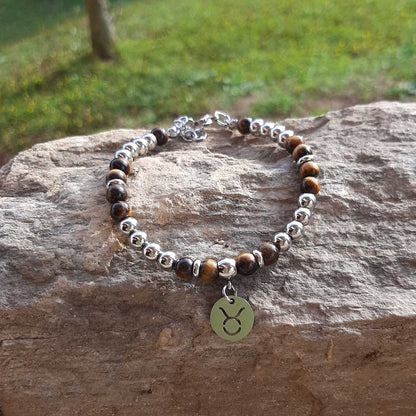 BRACCIALE SEGNI ZODIACALI - Bracciale regolabile in acciaio inossidabile e pietre naturali da 8 mm - Zen Home