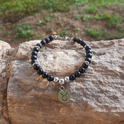 BRACCIALE SEGNI ZODIACALI - Bracciale regolabile in acciaio inossidabile e pietre naturali da 8 mm - Zen Home