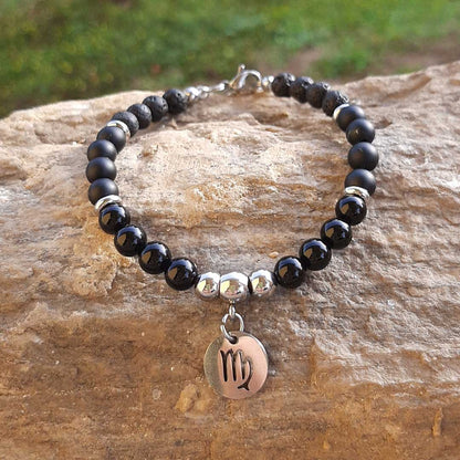 BRACCIALE SEGNI ZODIACALI - Bracciale regolabile in acciaio inossidabile e pietre naturali da 8 mm - Zen Home