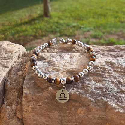 BRACCIALE SEGNI ZODIACALI - Bracciale regolabile in acciaio inossidabile e pietre naturali da 8 mm - Zen Home