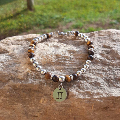 BRACCIALE SEGNI ZODIACALI - Bracciale regolabile in acciaio inossidabile e pietre naturali da 8 mm - Zen Home
