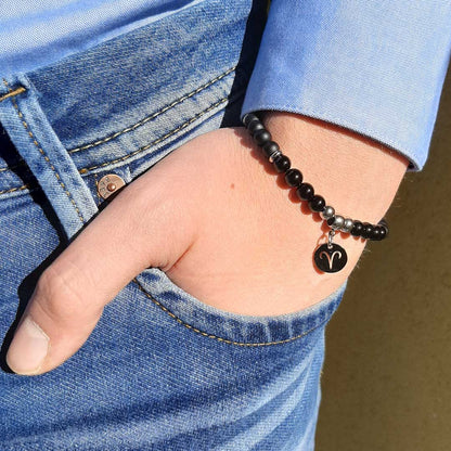 BRACCIALE SEGNI ZODIACALI - Bracciale regolabile in acciaio inossidabile e pietre naturali da 8 mm - Zen Home