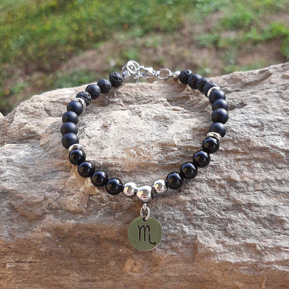 BRACCIALE SEGNI ZODIACALI - Bracciale regolabile in acciaio inossidabile e pietre naturali da 8 mm - Zen Home