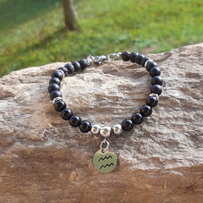 BRACCIALE SEGNI ZODIACALI - Bracciale regolabile in acciaio inossidabile e pietre naturali da 8 mm - Zen Home