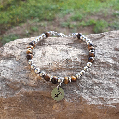 BRACCIALE SEGNI ZODIACALI - Bracciale regolabile in acciaio inossidabile e pietre naturali da 8 mm - Zen Home