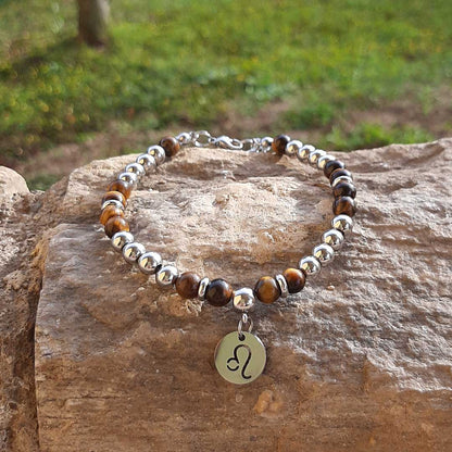 BRACCIALE SEGNI ZODIACALI - Bracciale regolabile in acciaio inossidabile e pietre naturali da 8 mm - Zen Home