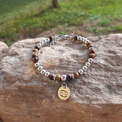 BRACCIALE SEGNI ZODIACALI - Bracciale regolabile in acciaio inossidabile e pietre naturali da 8 mm - Zen Home