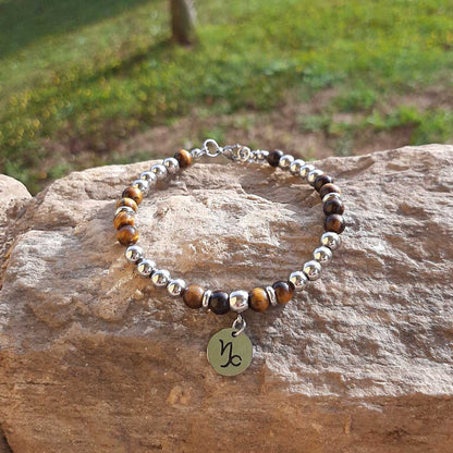 BRACCIALE SEGNI ZODIACALI - Bracciale regolabile in acciaio inossidabile e pietre naturali da 8 mm - Zen Home