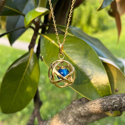 Ciondolo Genesa oro Agata Blu - Collana Regolabile in acciaio placcato colore oro 18K - Zen Home