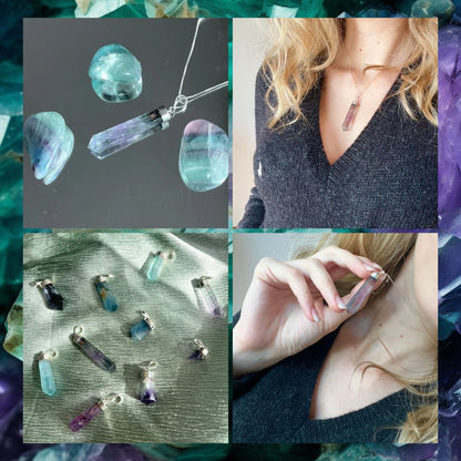 Collana Argento 925 con Pietra Naturale Fluorite - Zen Home