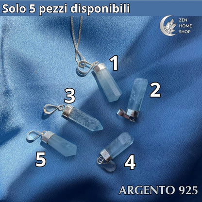 Collana ciondolo acquamarina su argento 925 - Zen Home Shop - Zen Home
