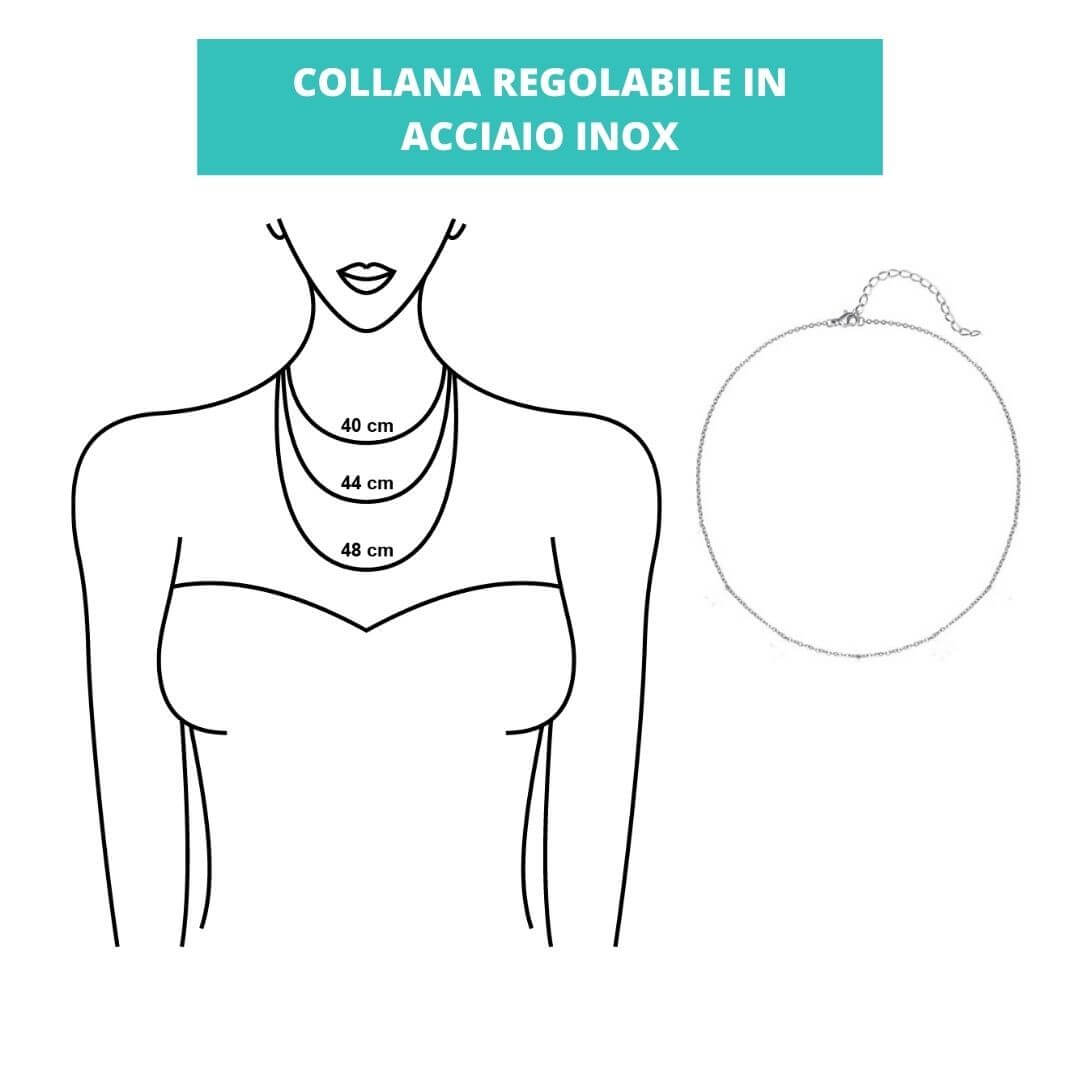 CORALLO - Collana Regolabile Ciondolo Genesa in acciaio inossidabile con pietra naturale - Zen Home