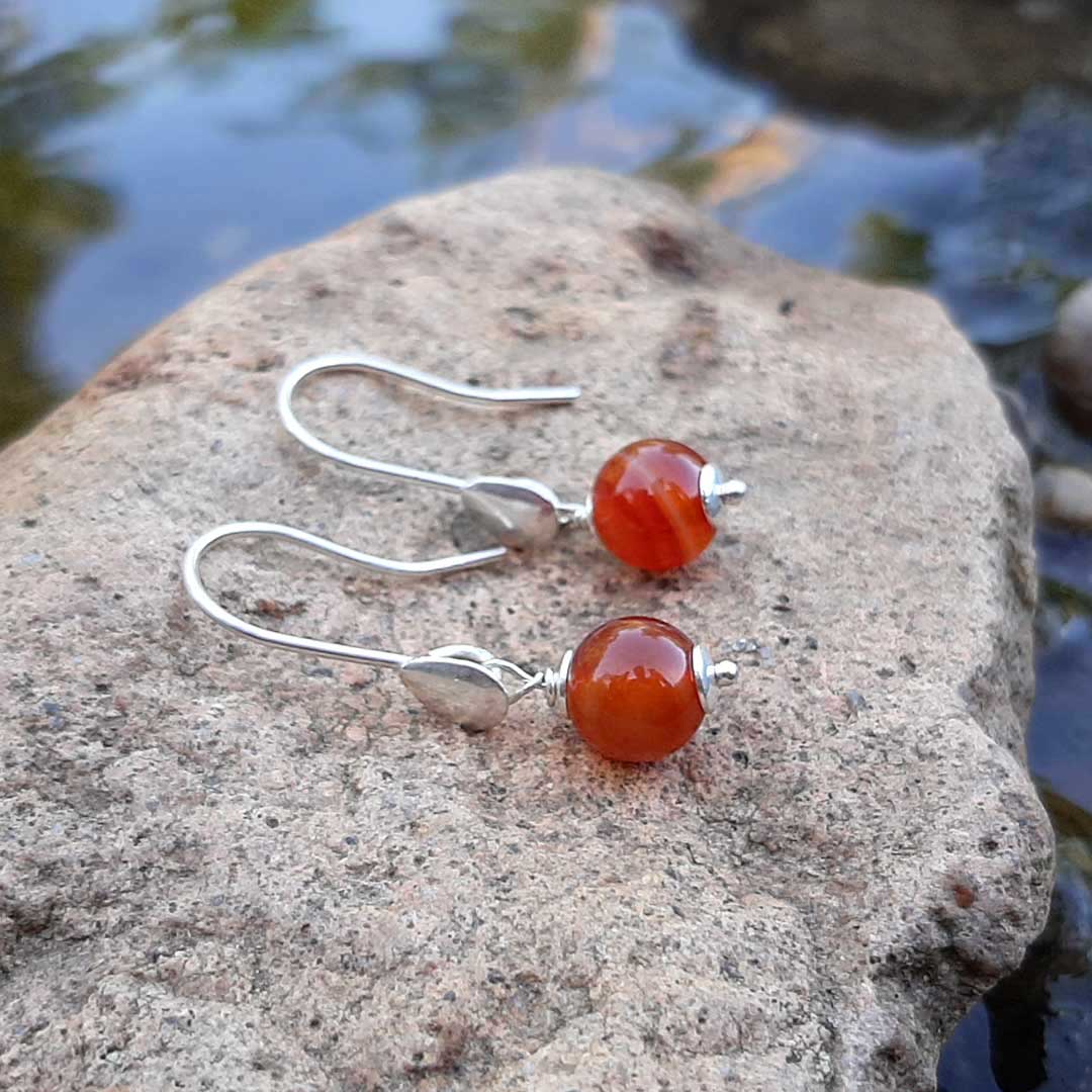 Orecchini A Sfere Di Corniola 6mm E Argento 925 - Orecchini Pendenti A Sfere - Orecchini - Foto 10