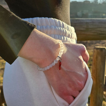 CRISTALLO DI ROCCA - Bracciale con pietre naturali da 6 mm e cornetto portafortuna - Zen Home