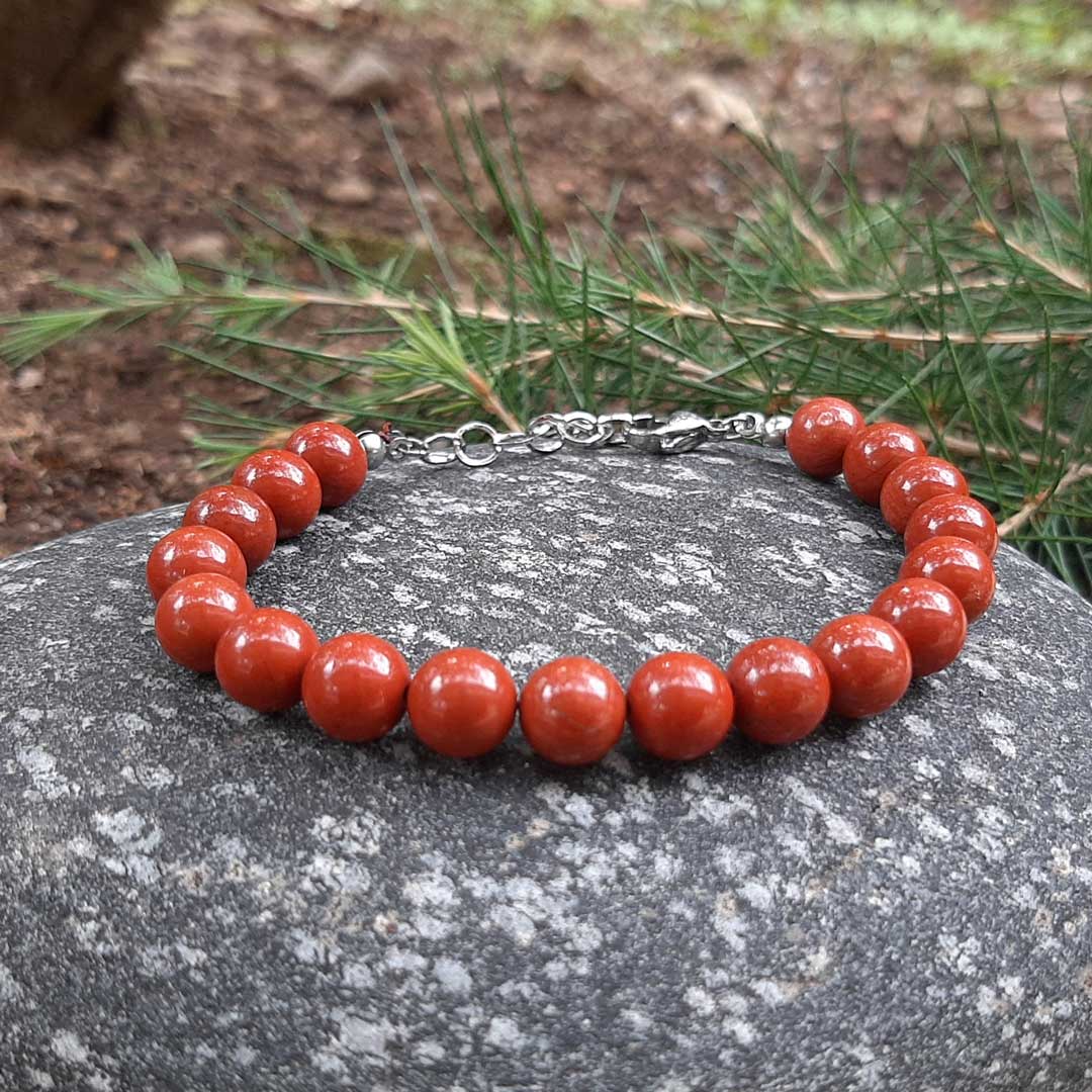 DIASPRO ROSSO - Bracciale regolabile in acciaio inossidabile e pietre naturali da 8 mm - Zen Home