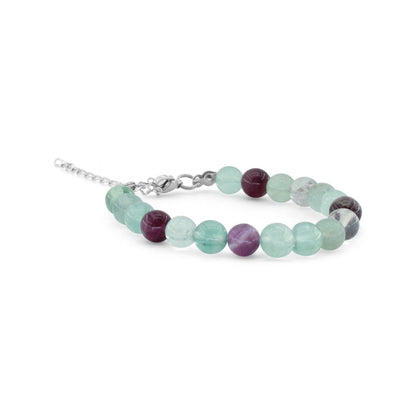 FLUORITE - Bracciale regolabile in acciaio inossidabile e pietre naturali da 8 mm - Zen Home