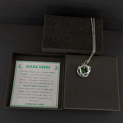 GIADA VERDE - Collana Regolabile Ciondolo Genesa in acciaio inossidabile con pietra naturale - Zen Home (17183992)