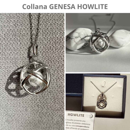 Howlite - Collana Regolabile Ciondolo Genesa in acciaio inossidabile con pietra naturale - Zen Home