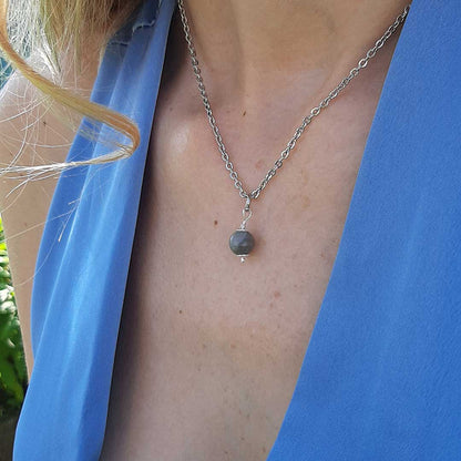 LABRADORITE - Collana regolabile in acciaio inossidabile free nickel - Zen Home