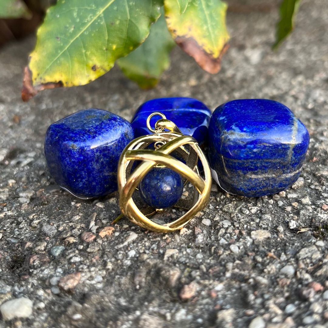 LAPISLAZZULI - Collana Regolabile Ciondolo Genesa in acciaio placcato colore oro 18K - Zen Home