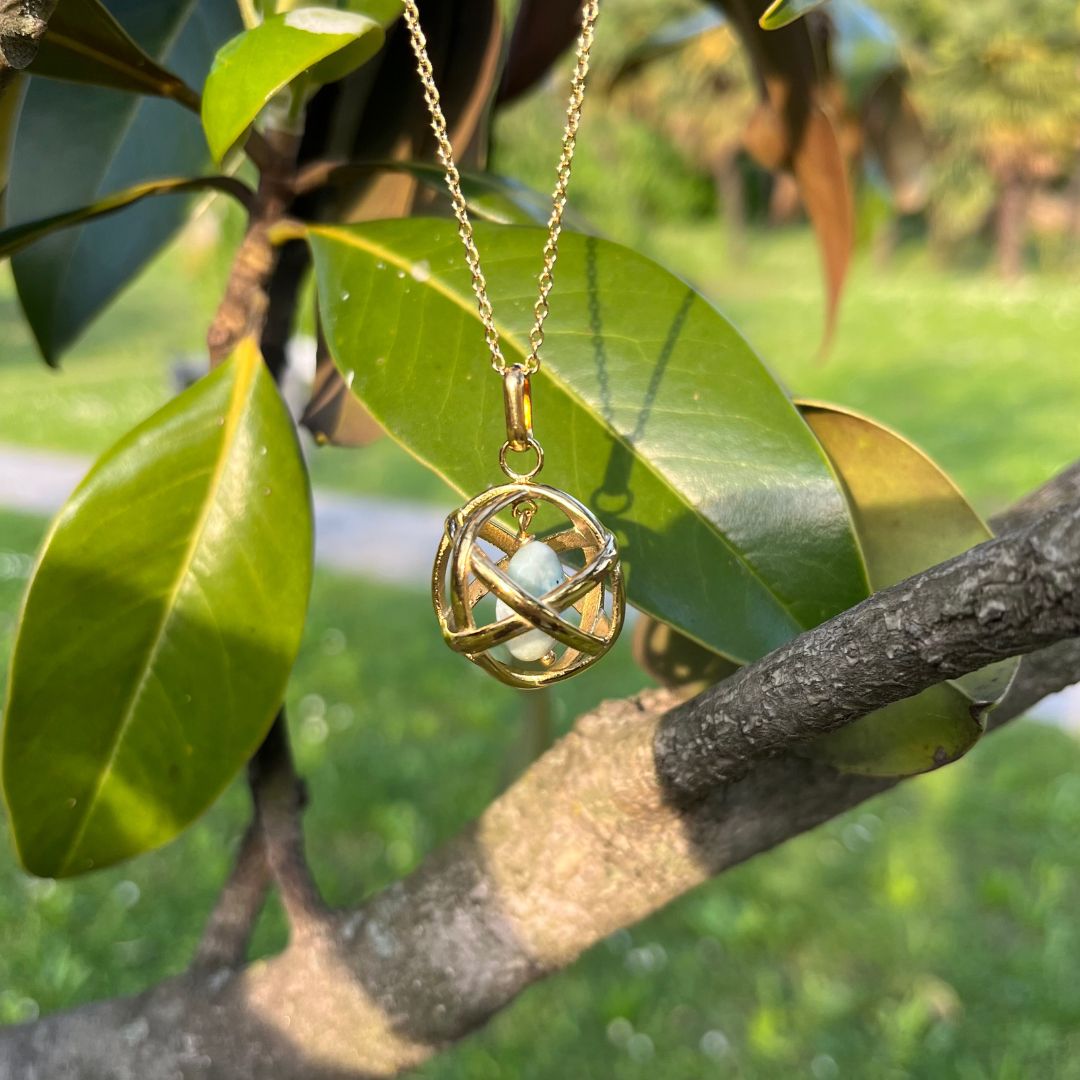 LARIMAR - Collana Regolabile Ciondolo Genesa in acciaio placcato colore oro 18K - Zen Home