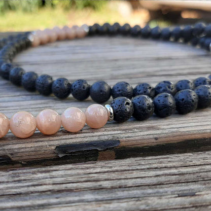 Mala tibetano originale con 108 grani in pietra naturale di lava e sole da 8 mm - Zen Home