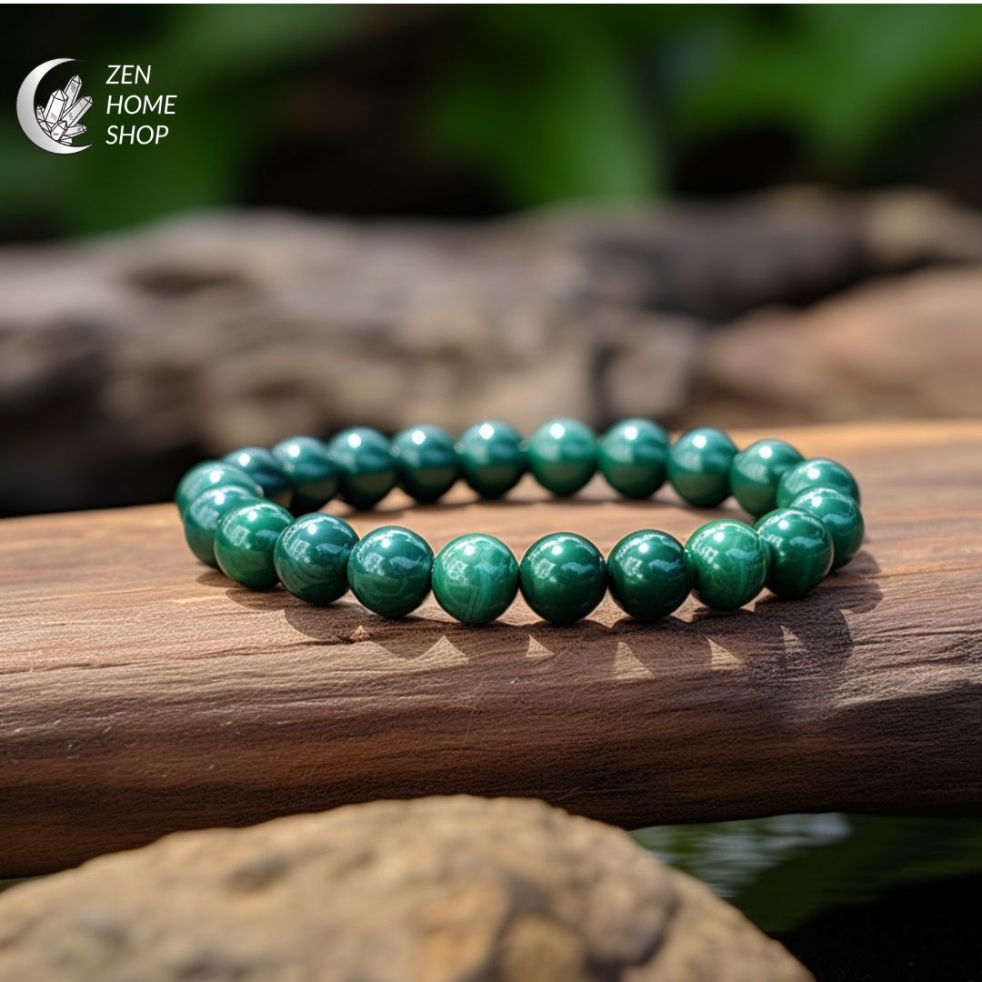 Malachite - Bracciale elastico con pietre naturali da 8 mm - Zen Home (17184212)