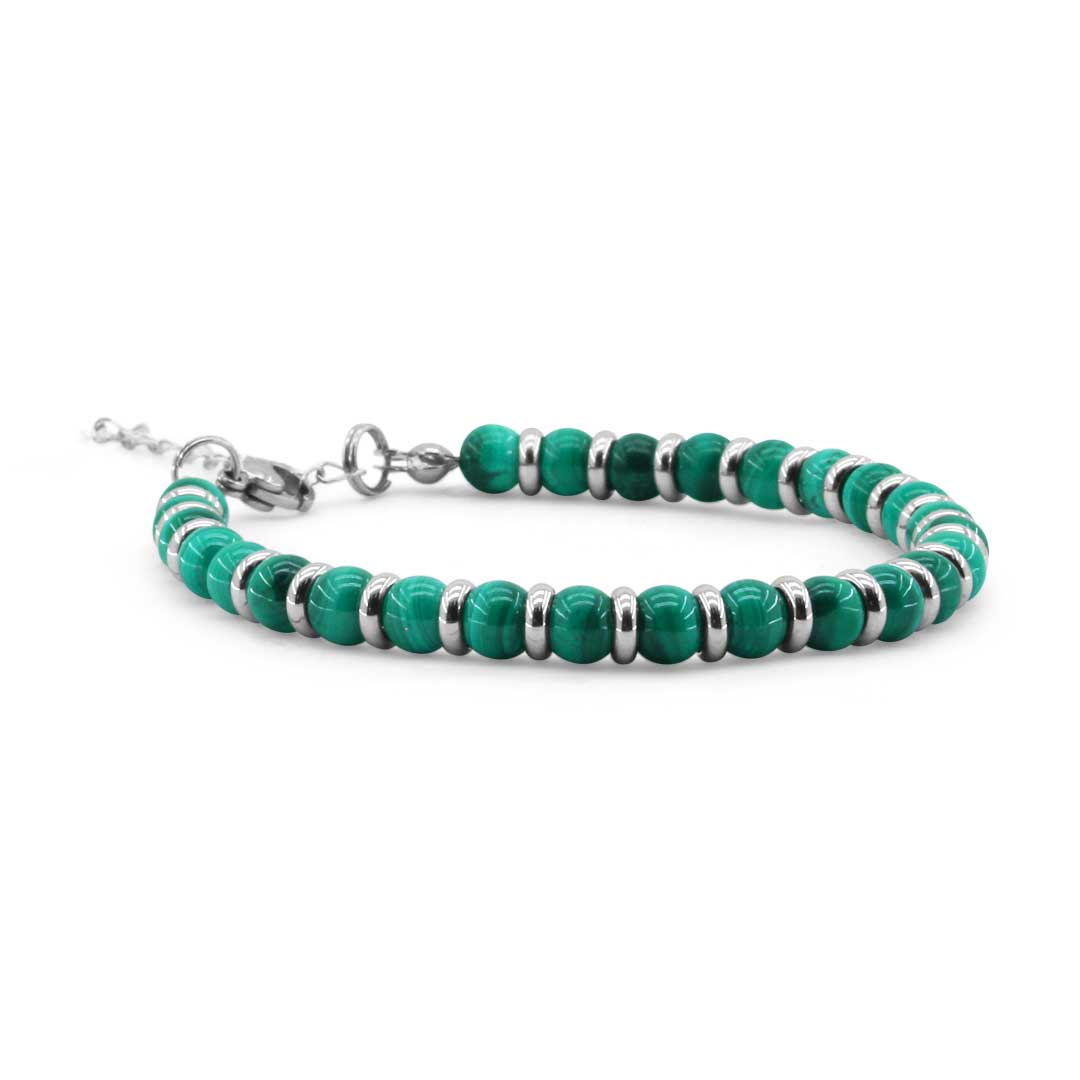 Malachite - Bracciale Saturno con pietre naturali da 6 mm - Zen Home