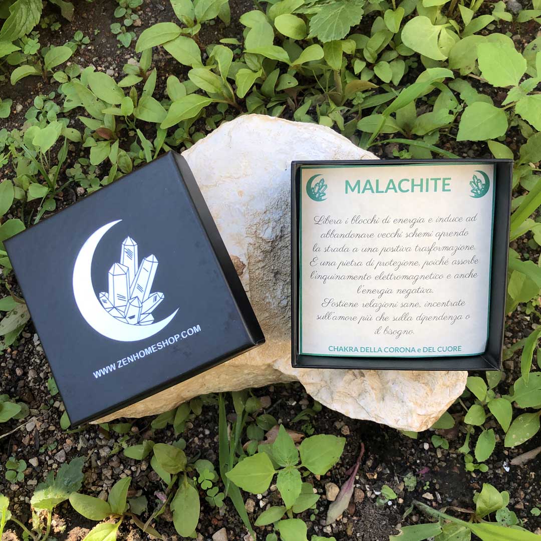 MALACHITE - Collana Regolabile Ciondolo Genesa in acciaio inossidabile con pietra naturale - Zen Home