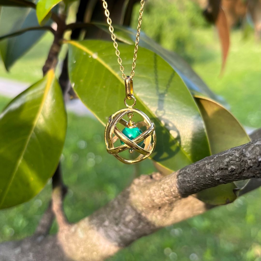Ciondolo Genesa oro Malachite Verde