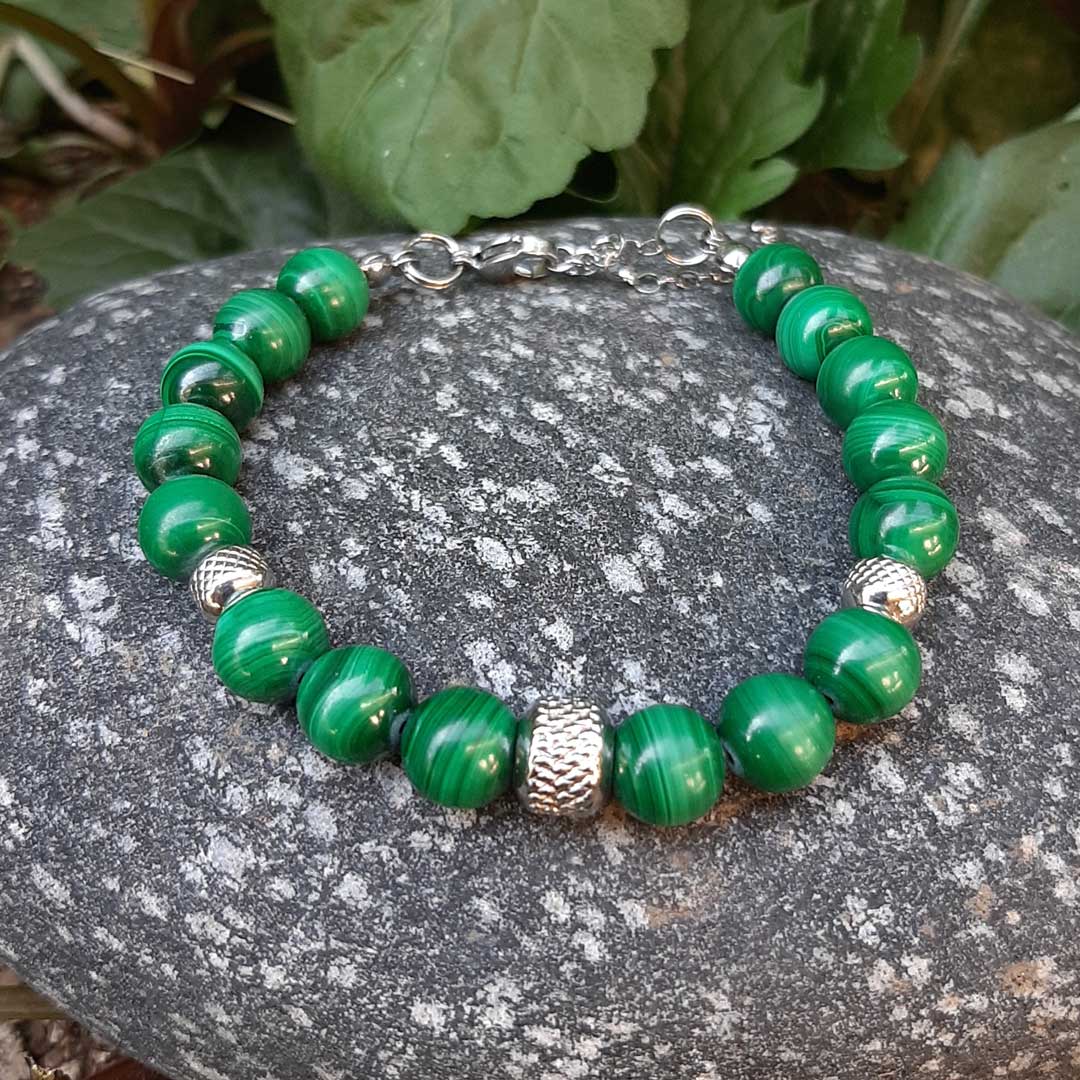 Braccialetto elastico con malachite verde