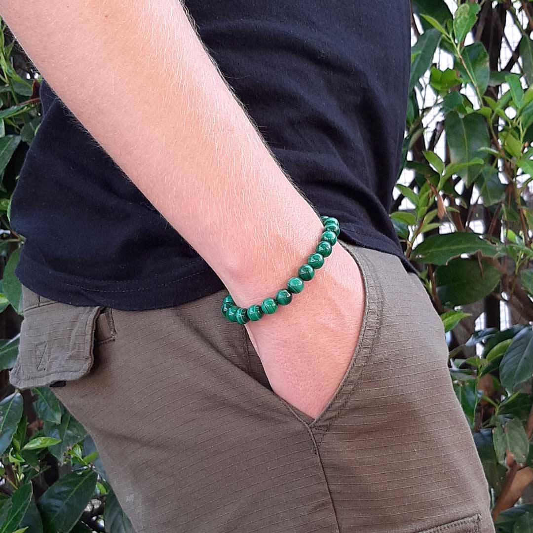 Bracciale Regolabile Malachite Verde da uomo