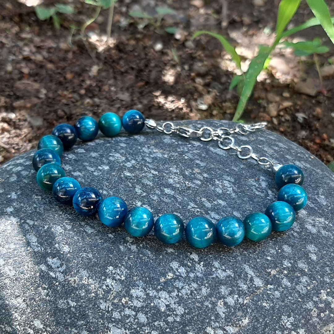 OCCHIO DI TIGRE BLU - Bracciale regolabile in acciaio inossidabile e pietre naturali da 8 mm - Zen Home