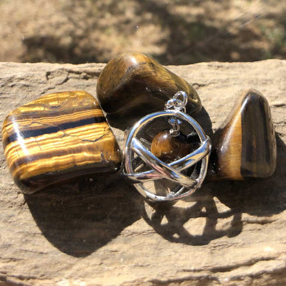 OCCHIO DI TIGRE ORO - Collana Regolabile Ciondolo Genesa in acciaio inossidabile con pietra naturale - Zen Home