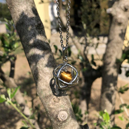 OCCHIO DI TIGRE ORO - Collana Regolabile Ciondolo Genesa in acciaio inossidabile con pietra naturale - Zen Home